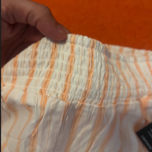 Eco-friendly ecru and pastel orange stripes summer high rise lounge shorts NWT - Picture 8 of 12